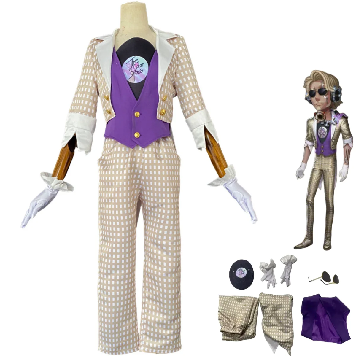 

Anime Game Identity Ⅴ Baden First Officer Cosplay Costume Survivors Yellow Grid Suit Coat Vest Adult Man Carnival Christmas Set