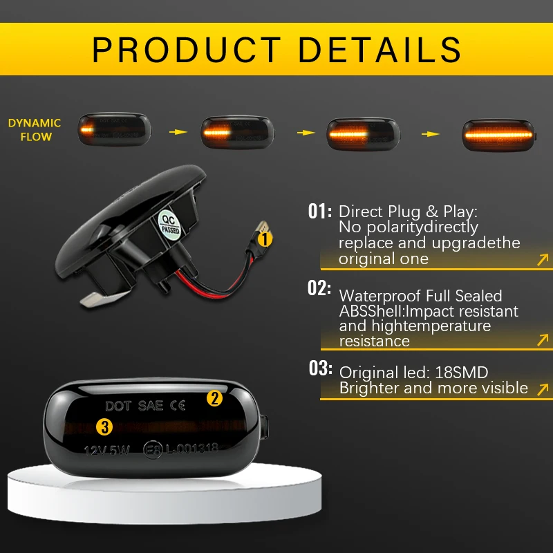 LED Front Fender Side Marker Light For Audi A3 S3 8P A4 S4 RS4 B6 B7 B8 A6 S6 RS6 C5 C7 C6 05-08 Turn Signal Light - view 2
