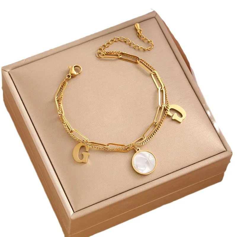 Новый браслет из титановой стали с буквой G, женский браслет в гонконгском стиле, персонализированная цепочка для сращивания, универсальные украшения 9527