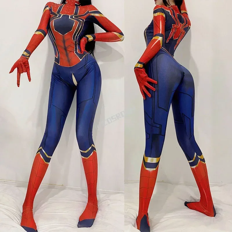 Costume de cosplay Spidergirl pour femme, costume de batterie Zentai, ensemble de combinaison sexy, costume de héros souriant, fête de carnaval d'Halloween