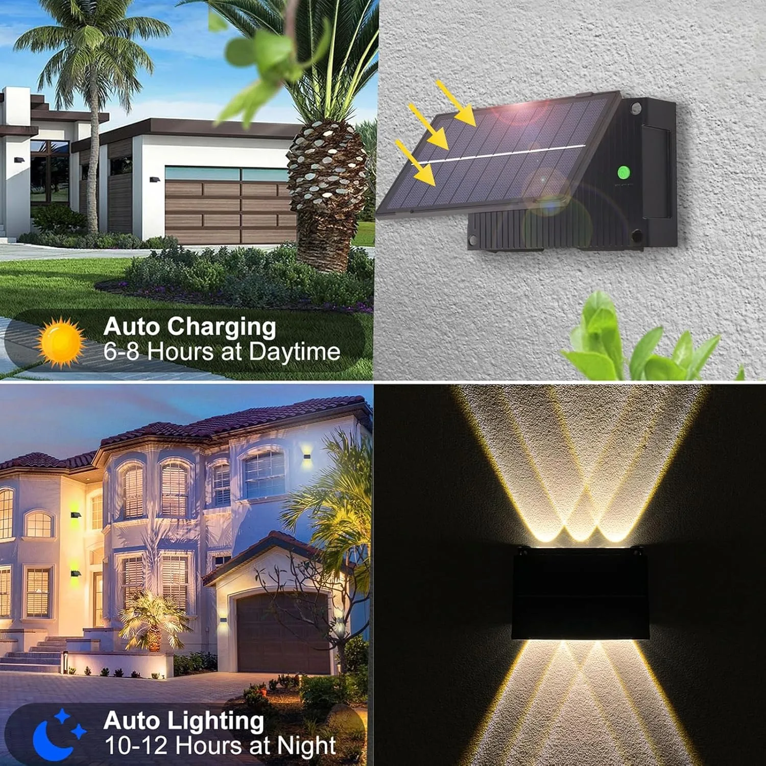 Solar RGB Wall Washer Sconce Light Outdoor IP65 Waterproof LED Up Down Solar Powered Lighting for Patio Courtyard