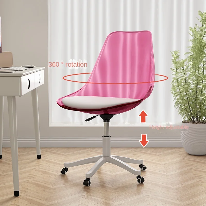 JOYLIVE-Silla de ordenador de acrílico transparente, cómoda silla giratoria de elevación, taburete de maquillaje para estudio y hogar, envío directo