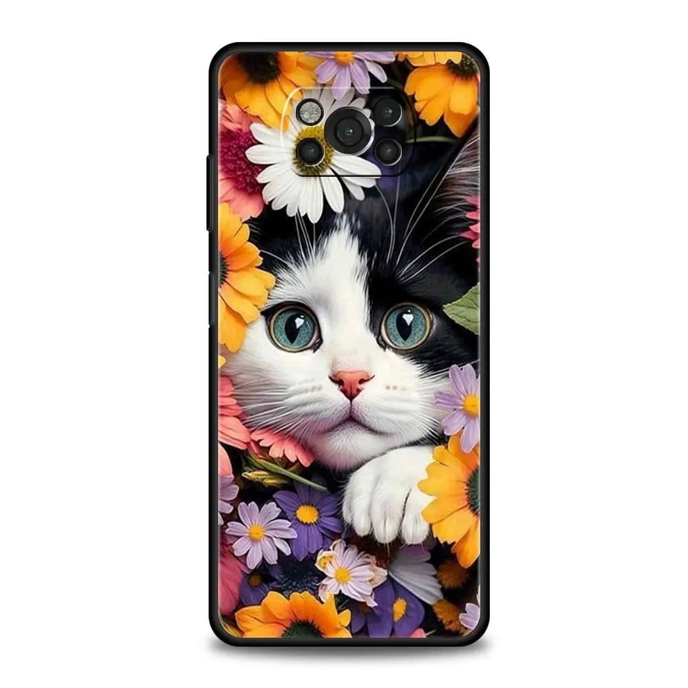 Cute Detection cat Phone Case For For Xiaomi Poco X6 X5 Pro X4 X3 NFC F5 Pro F4 F3 GT M5 M4 Pro 5G M3 C51 C50 C55 Soft Cover