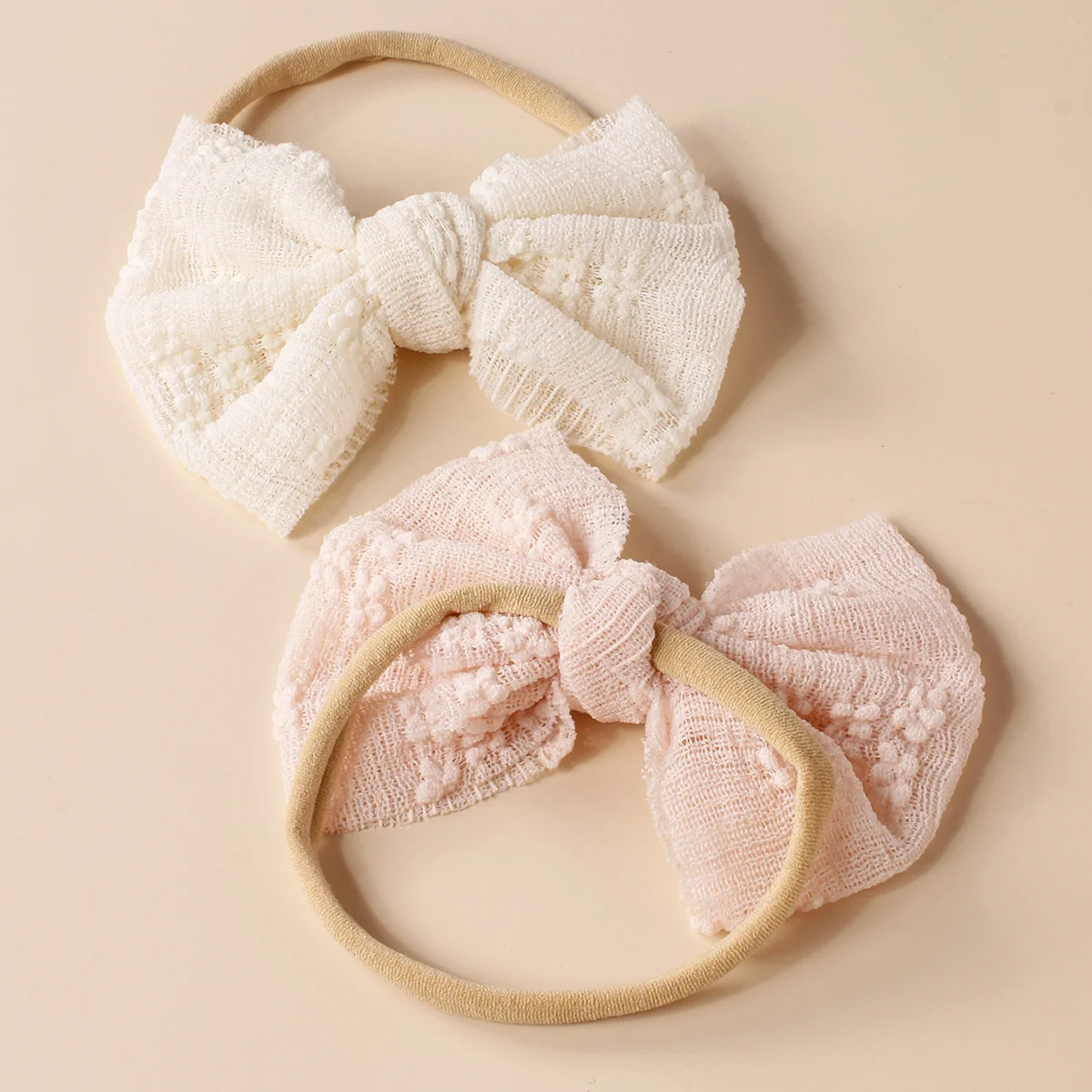 4 Pcs/Lot Wholesale Baby Headband Gauze Jacquard Bow Nylon Narrow Edge Elastic Hairband For Girls Kids Soft Hair Accessories