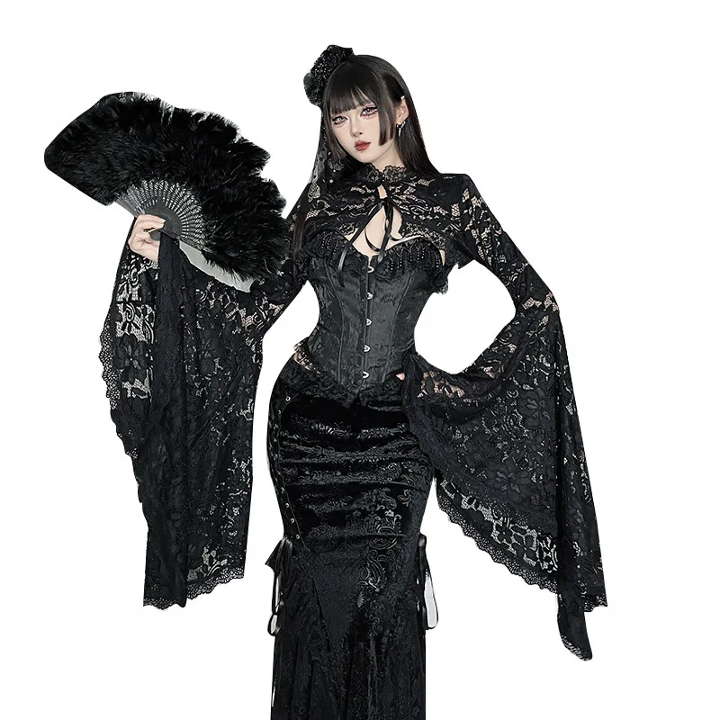 

Кружевной универсальный жилет, темно-летняя новая субкультура, сексуальная уличная шаль Cw45333