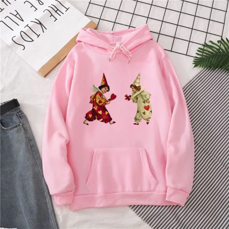 

Vintage Kids Hoodies Women Aesthetic Design Print Love Heart Winter Hoodie Cute Oversized Streetwear Sweatshirt Clothing