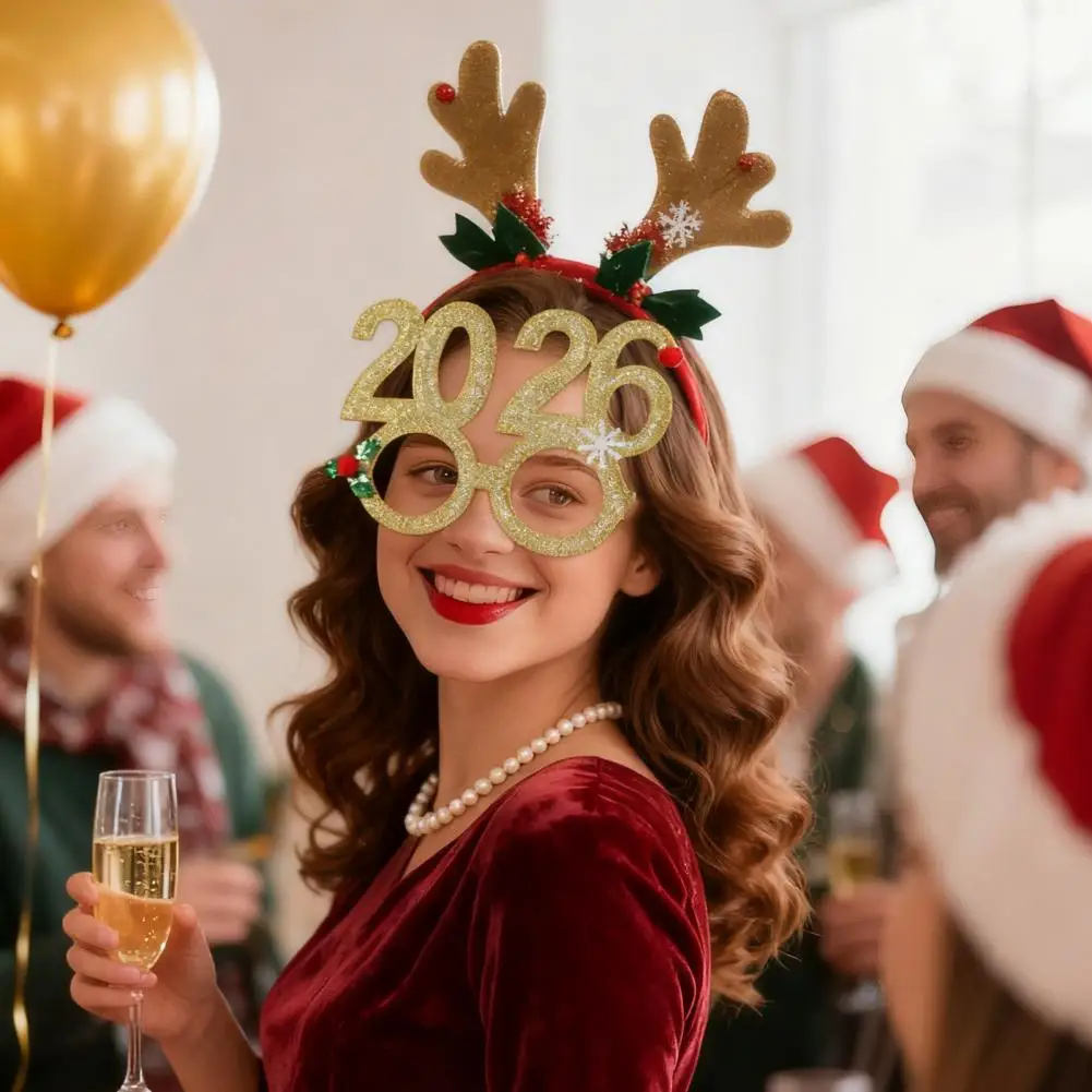 نظارات قوية للعام الجديد 2026 نظارات ليلة رأس السنة الجديدة دعائم صور للحفلات للبالغين والأطفال نظارات بأرقام لامعة عد تنازلي احتفالي #6