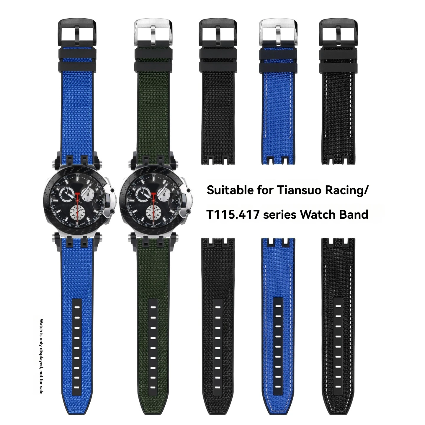 High-Performance Nylon Rubber Strap for Tissot MotoGP Racing Watch,Waterproof Replacement Band for T115.417 & T115.427 Models