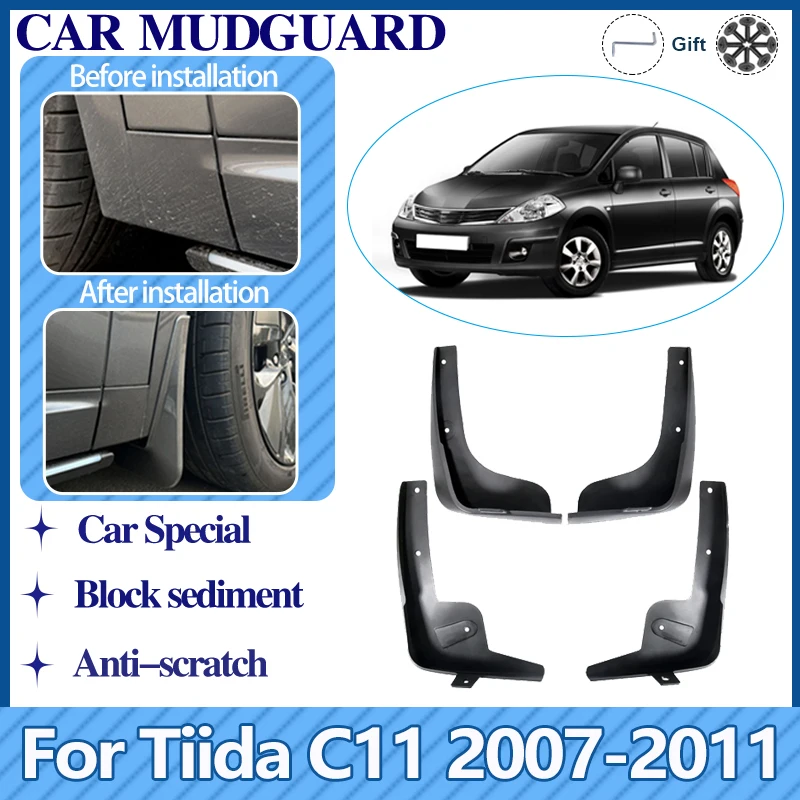 

Mudguard For Nissan Tiida Versa Latio C11 2007-2011 Car Fender Baffle Mudflap Mud Guard Splash Flaps Auto Accessories 2008 2009