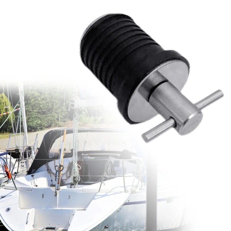 T-Handle Drain Plug Twist-Turn Marine Boats Drain Plugs Rubber Plugs with Brass Handle Boats Marine Accessories