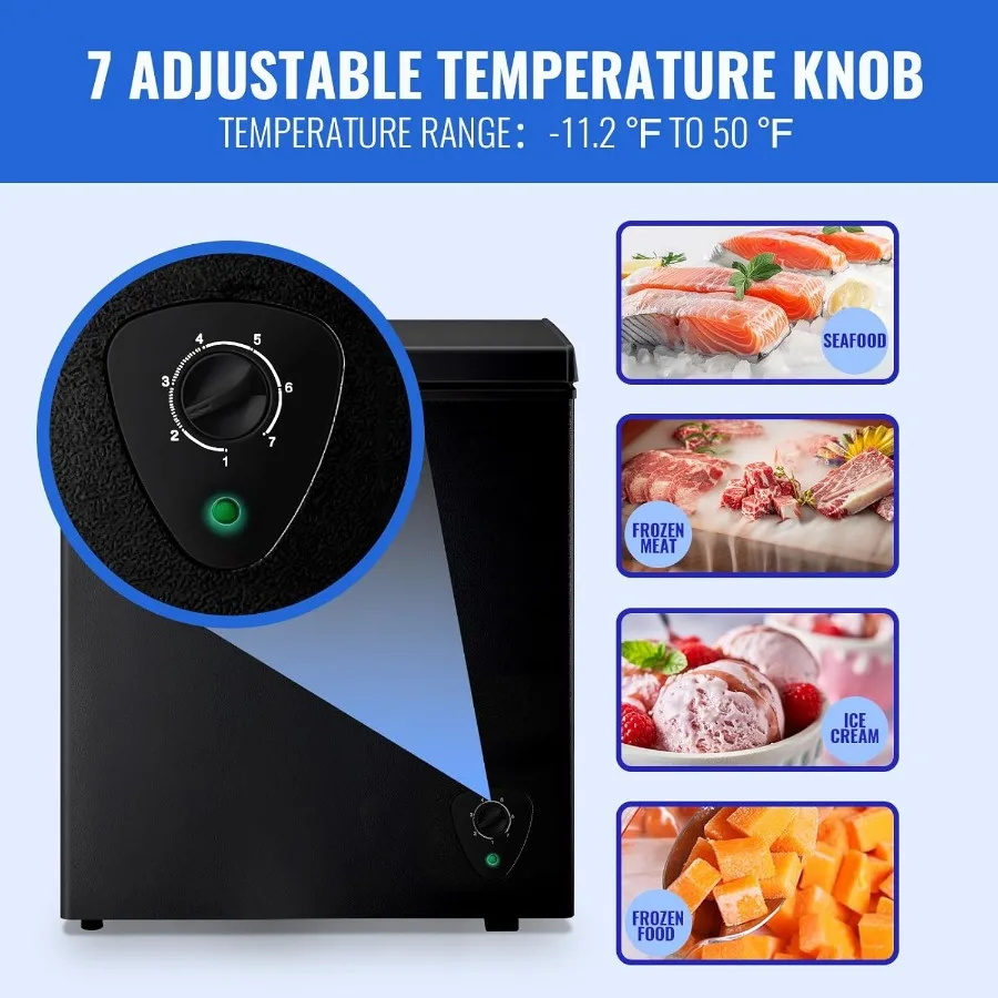 WANAI Chest Freezer Small Deep Freezer with Large Capacity Fast Freezing Freezers for Home Office Dorm with One Removable Baske