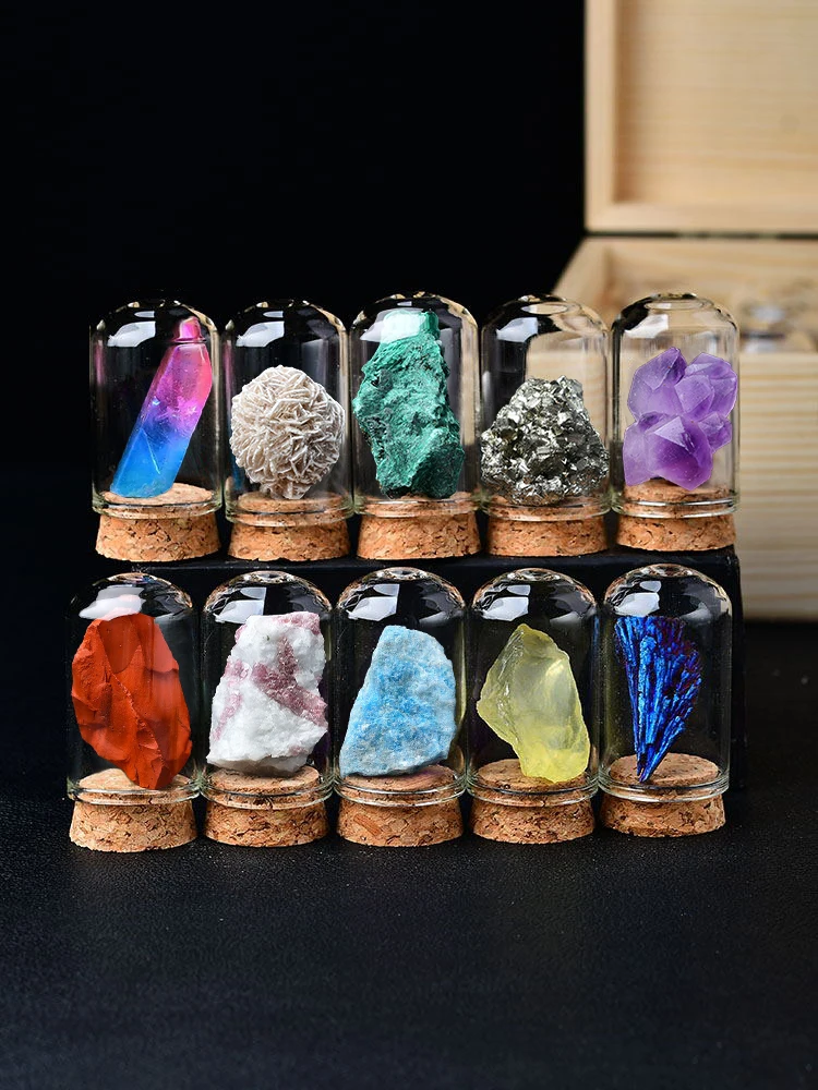 

Natural Crystal Original Stone Ornaments A Variety of Colorful Children's Gems Rare Minerals Rock Ore Specimen Set Box Gift Box