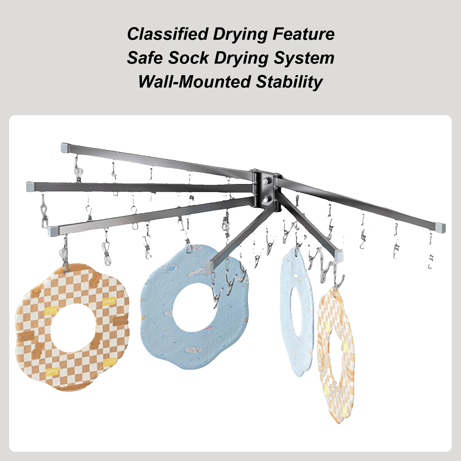 

Underwear Drying Rack Stainless Steel Sock Hangers Windproof Clip Rust-Proof Hooks Strong Space Saving Design for Hat Bag