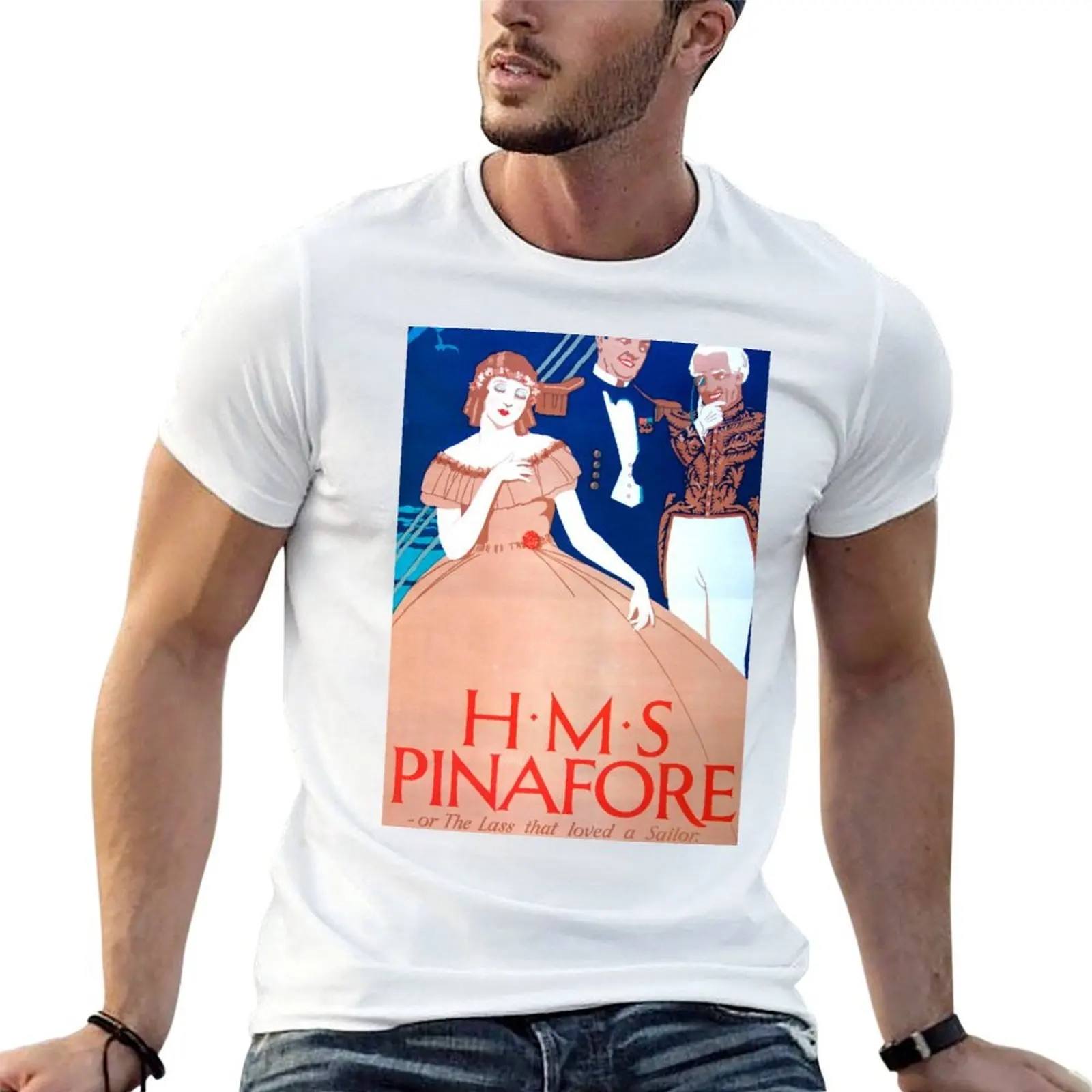 

HMS Pinafore Gilbert and Sullivan Vintage Poster Opera T-Shirt man t shirt summer man t shirt cotton high quality T-Shirt