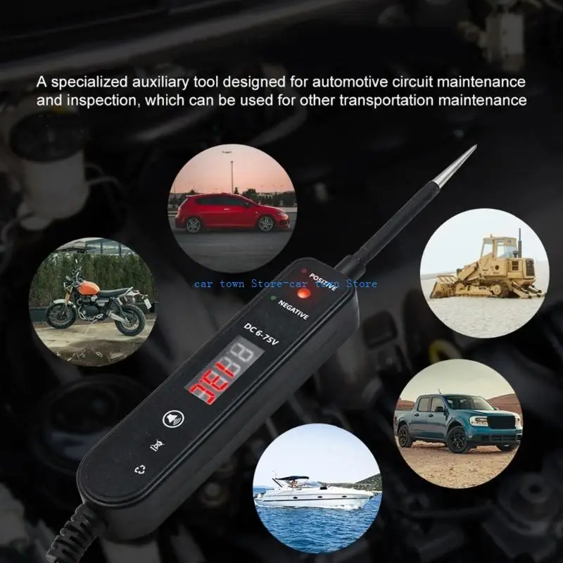 

RXJE Digital Display Car Electrical Tester 4 to 60V Detection 3meter Retractable Cable Short Open Circuits Finders