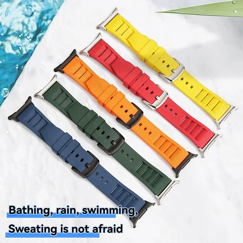 Para samsung smartwatch galaxy watch ultra/7 pulseira de relógio fluorubber oceano ultra pulseira de substituição esportes corrente de relógio à prova dwaterproof água
