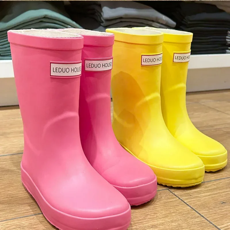 New Children Boys Girls Fashion Rubber Rain Boots Slip-on Waterproof Rainboots For Kids Water Shoes Wellies Boots