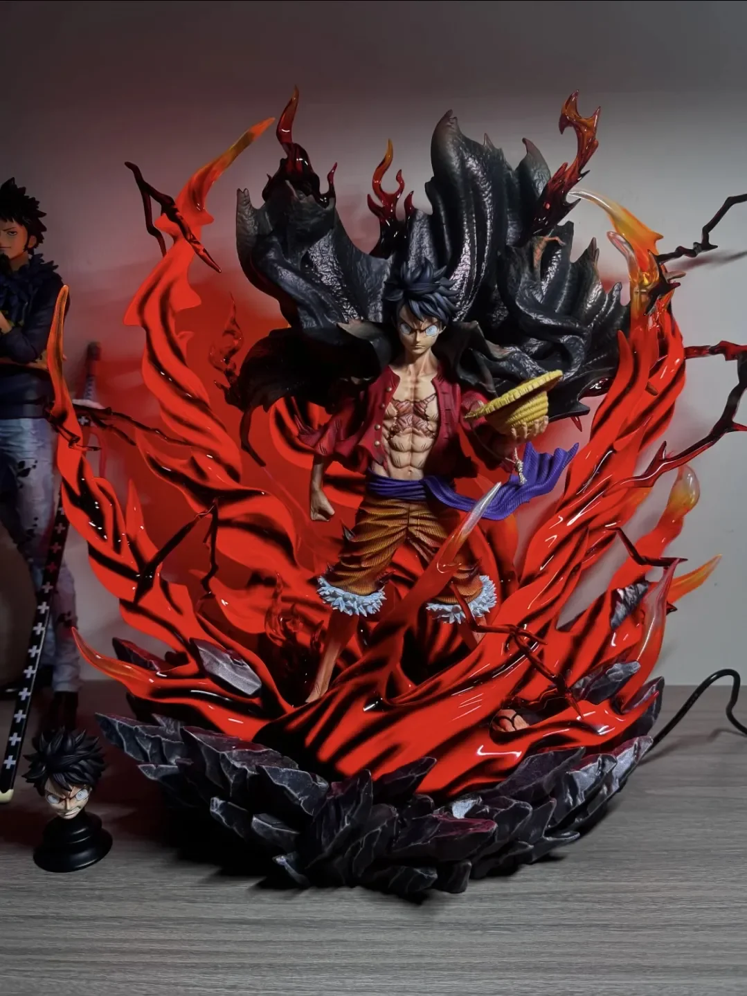 One Piece Series Haki Luffy, Ultra-Detailed 40cm Illuminated Dual-Head Sculpt Statue, Super Sized & Highly Luffy Figure