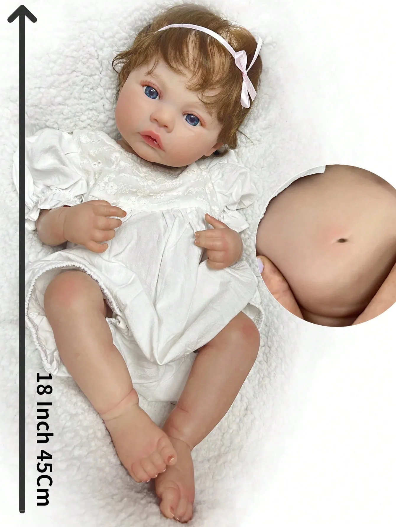 18 Inch Meadow Lifelike Bebe Reborn Doll With White Skirt Newborn Baby Girl For Birthday Gfits