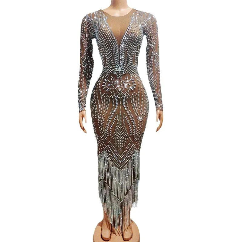 فستان عيد ميلاد طويل ماسي بأكمام طويلة فاخر باللون الذهبي اللامع للحفلات الراقصة من Vestidos Para Mujer فساتين سهرة أنيقة للسيدات