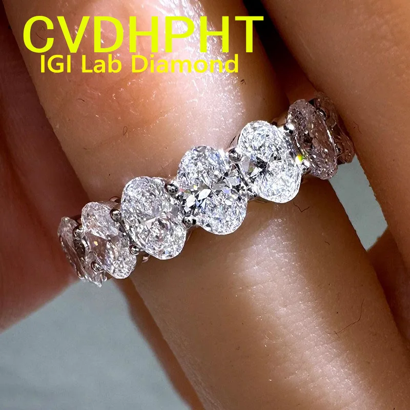 

Real 14K Lab grown diamonds Oval Cut Diamond Eternal Wedding Ring In D-F Color Ranging From 0.2 Ct to 0.5ct