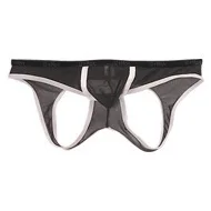 

Men's Bulge Double Strap Thong Underwear Sexy Mesh Open Back Knickers Youth Erotic Low Rise U-Convex Pouch for Sports Underpants