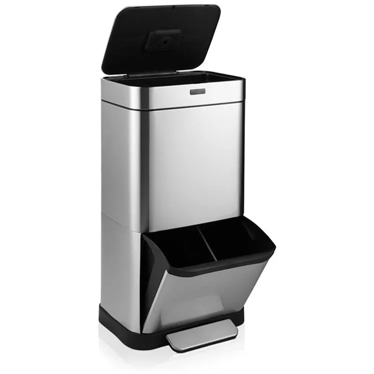 Stainless steel odor-free trash can 4 separation options 2 containers Standing 2 separation rings Sensor technology