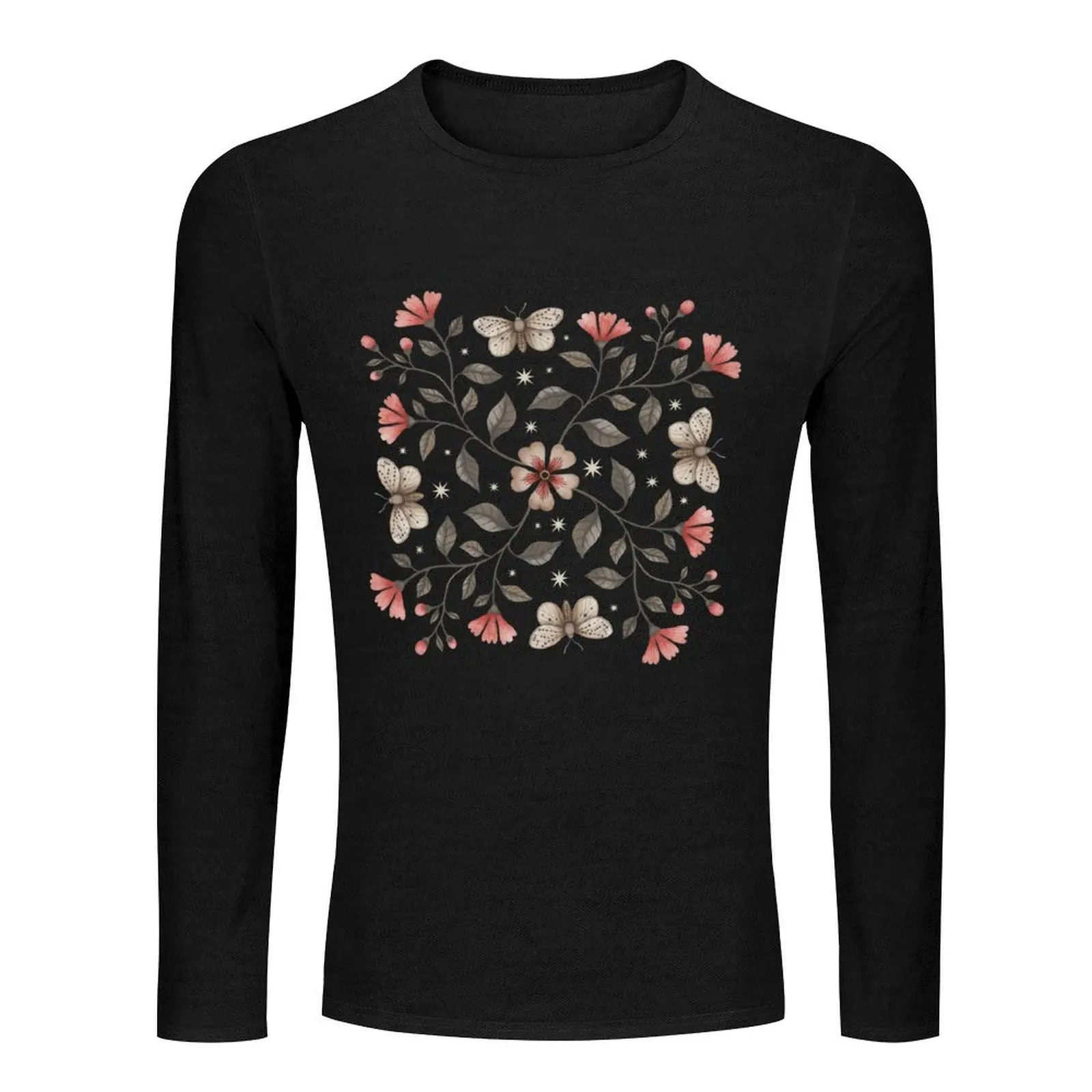 Pink Flowers Long T-Shirt custom t shirt mens t shirts casual stylish