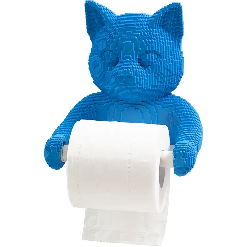 Pixel Cat Roll Paper Holder Creative Modern Toilet Bathroom Non-punching Resin Decorative Tissue Holder