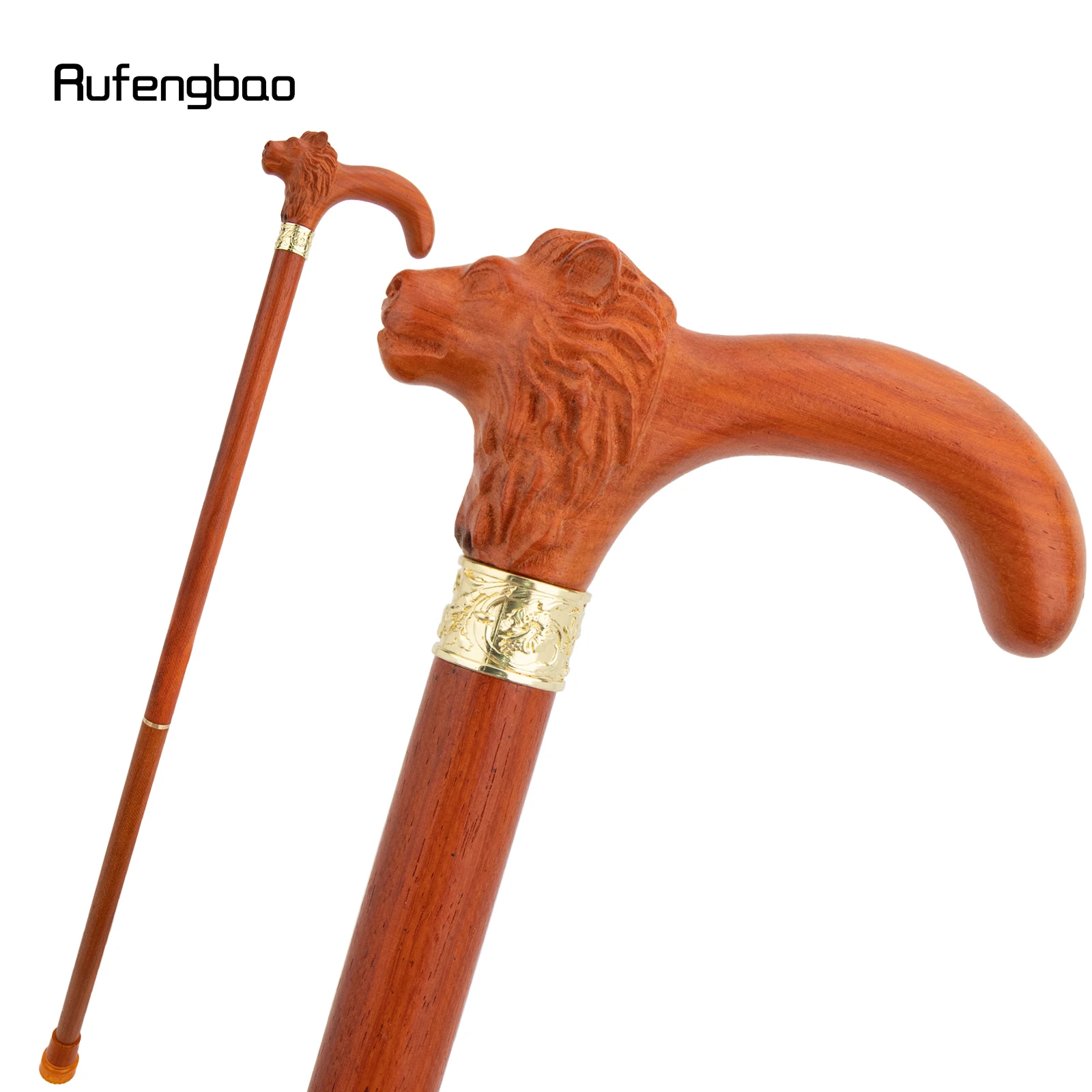 Brown Red Lion Wooden Fashion Stick Decorative Vampire Wood Cane Halloween Mace Wand Crosier 92cm  Performance Stage Cane