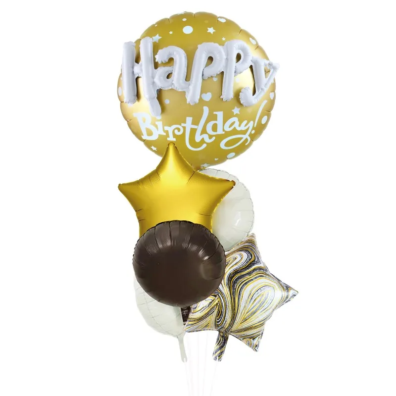 

Birthday party handheld fireworks package, metallic five-pointed star balloon