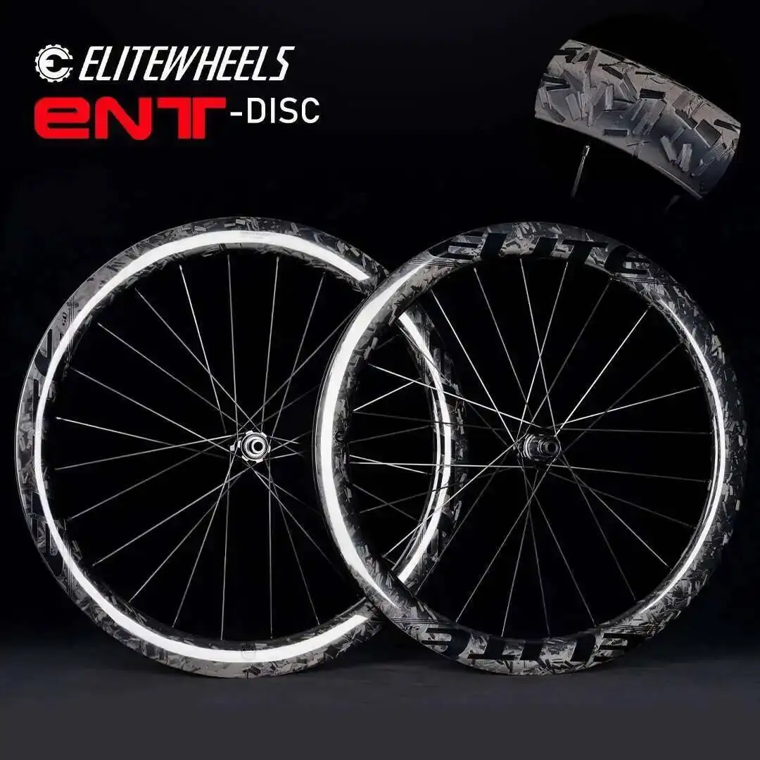 

ELITEWHEELS Кованый узор Дорожный диск Карбоновая колесная пара 38 50 60 Бескамерные совместимые колеса Центральный замок или 6-ботовый замок