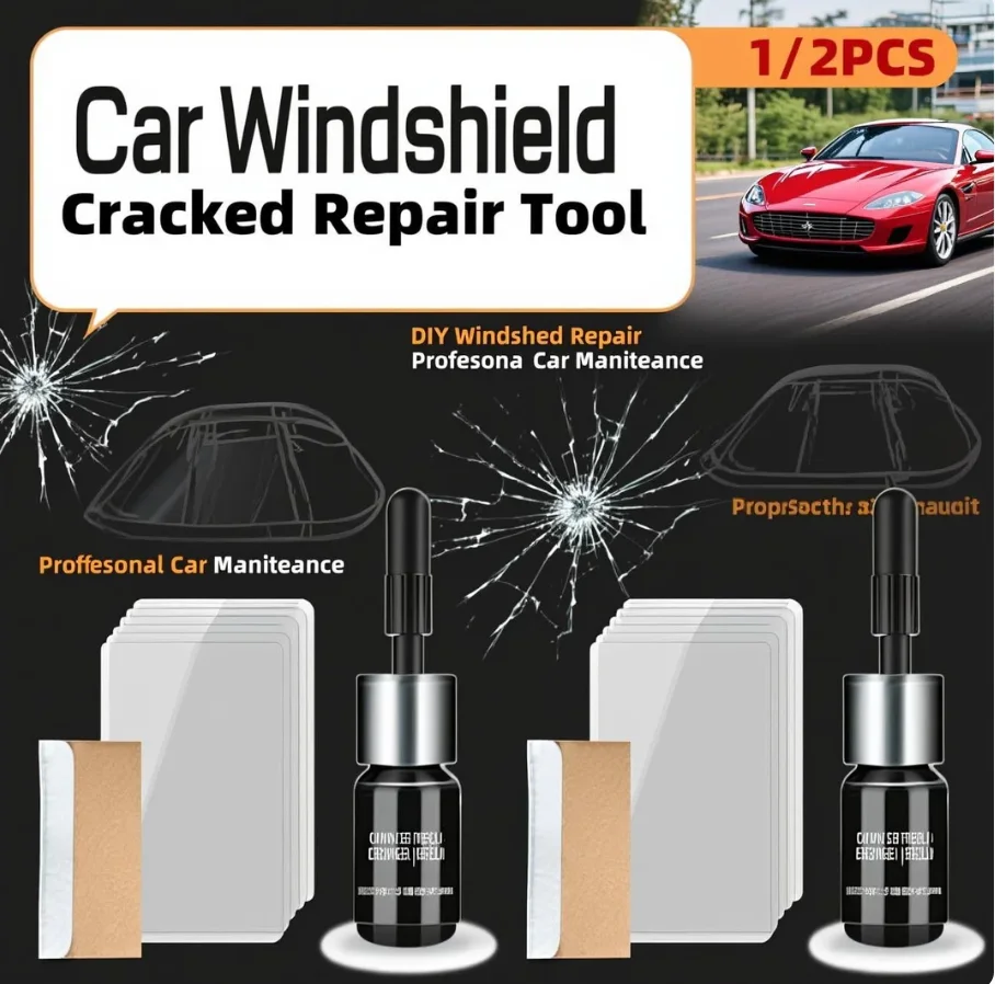 1/2Pcs Car Windshield Cracked Repair Tool DIY Window Phone Screen Kit Restoration Curing Glue Auto Glass Scratch Crack Restore