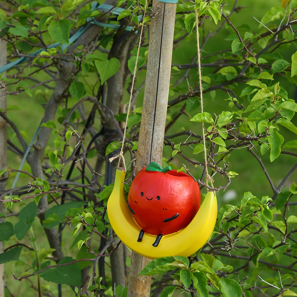Resin Craft Swing Fruit Flower Pot Ornament Creative Home Balcony Outdoor Hanging Decoration Garden Decoration