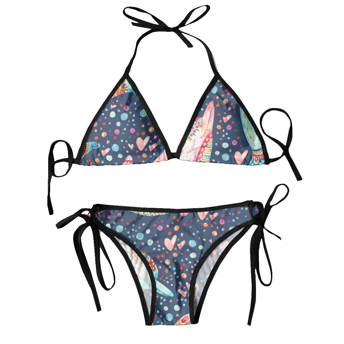 2024 Badpak Aquarel Mooie Cartoon Dolfijnen Mujer Vrouwen Badmode Zomer Strandkleding Badbikini 'S Sets