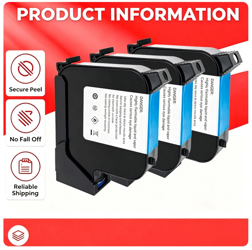 2588 42ML Black Red Blue Green Ink Cartridge, 6 COLOR 12.7mm Print Height Universal for Handheld Inkjet Printer
