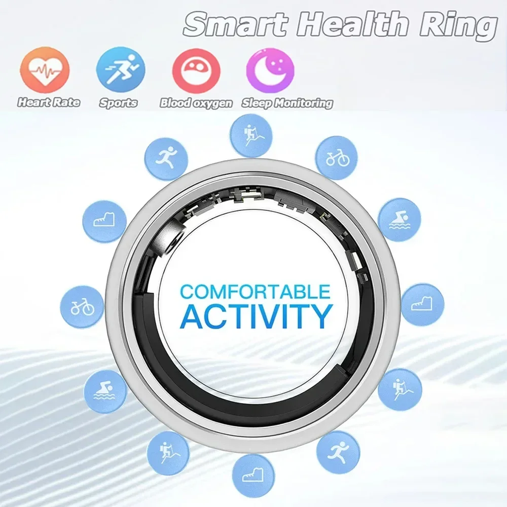 Sport Health Tracker Digital Ring Multifunctional Smart Ring Heart Rate Blood Oxygen Sleep Monitoring Waterproof For Android IOS