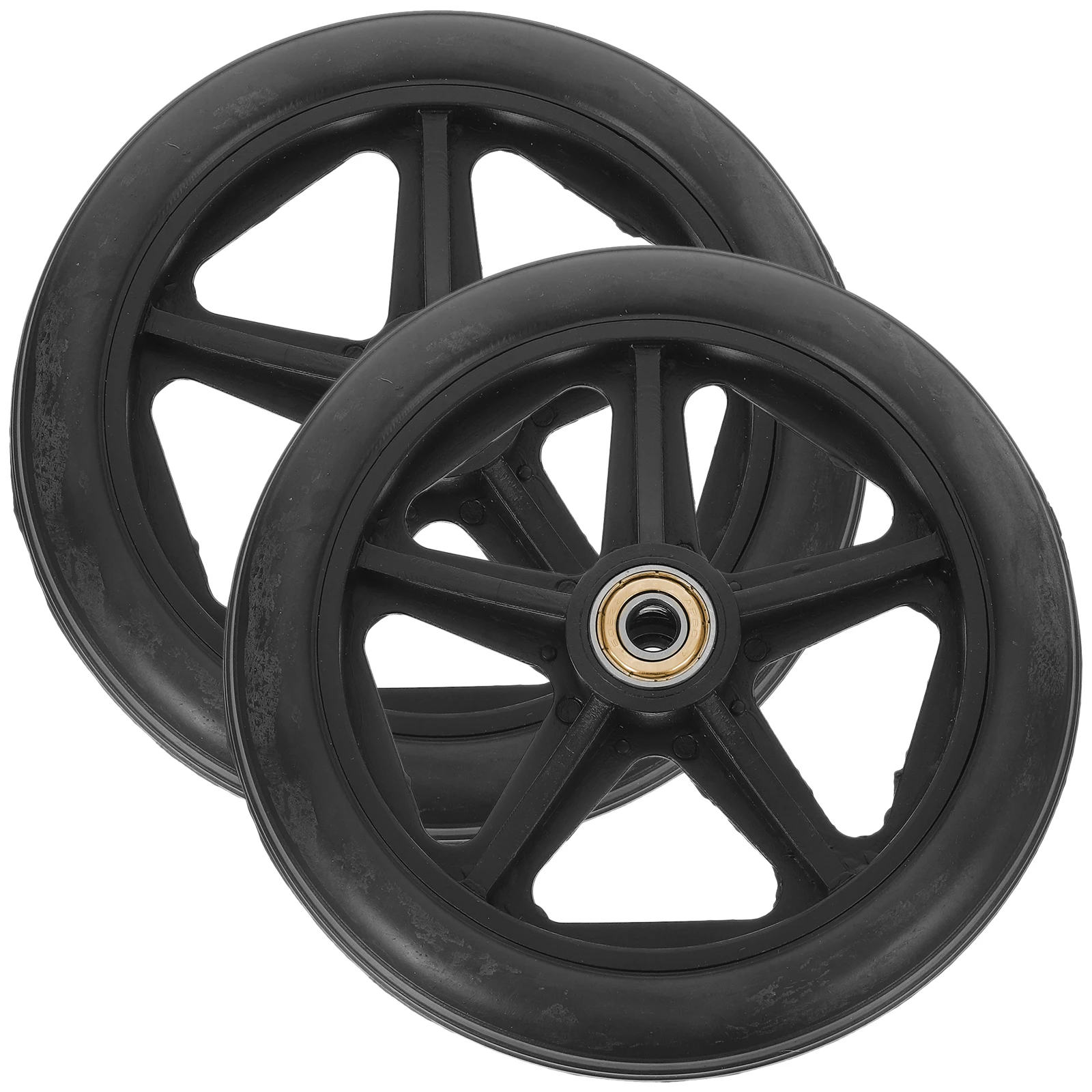

2 Pcs 6 Inch Black Wheelchair Front Wheels Replacement Walker Accessories Bearings Non Skid Treads Strong Construction