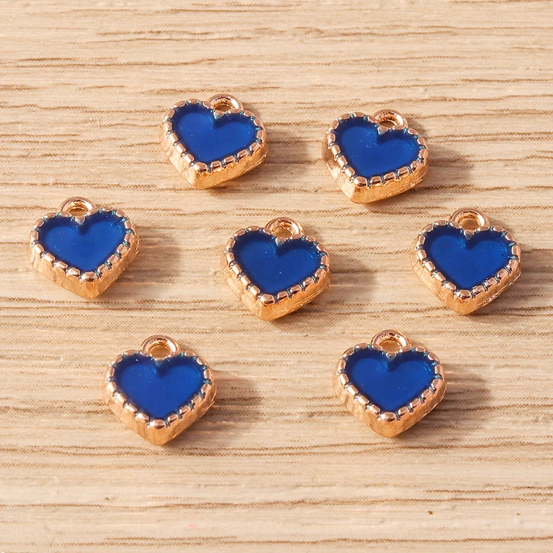 30 stücke 9x9mm süße kleine Emaille Liebe Herz Charms Anhänger für Schmuck machen Tropfen Ohrringe Halsketten Armband DIY Bastel bedarf – Detail 18