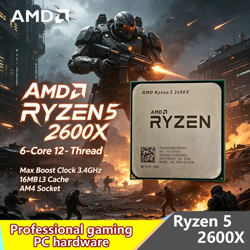 

AMD Ryzen 5 2600X AM4 Tray Processor |6C12T,3.6GHz Boost,95W,Unlocked OEM CPU Without Original Package for DIY Gaming Desktop