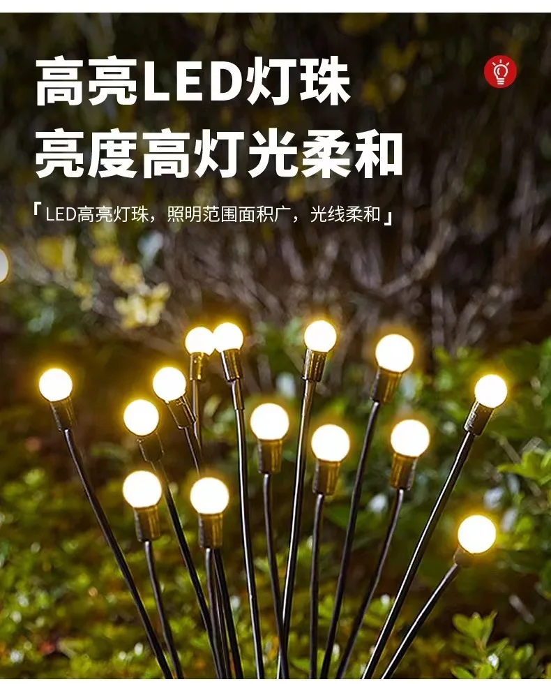 Außenleuchten Solar Rasenlampe Gartenlampe LED windbetriebene Glühwürmchen Bodensteckerlampe für Garten Rasen Landschaft Urlaubslicht