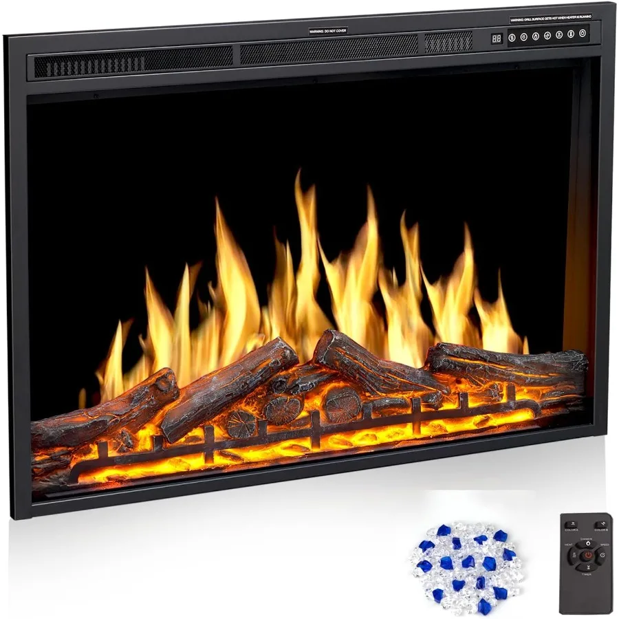 

37 Electric Fireplace Insert with Adjustable Flame Colors Log Colors Flame Speed and Brightness for Cozy Living Room Ambiance R