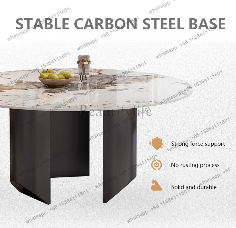 Light Luxury Rock Slab Dining Table Modern Minimalist Round Dining Table Home Small Round
