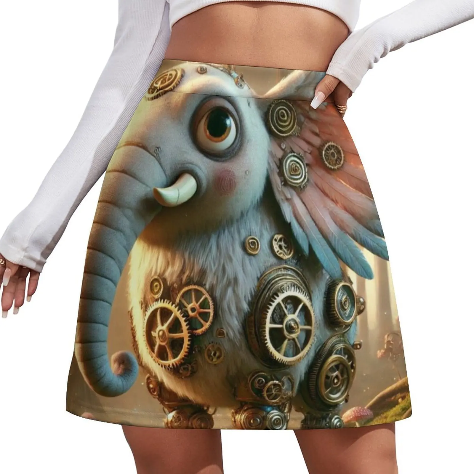 

Steampunk Elephant Bird Mini Skirt women's summer clothing 2026 micro mini skirt extreme clothes
