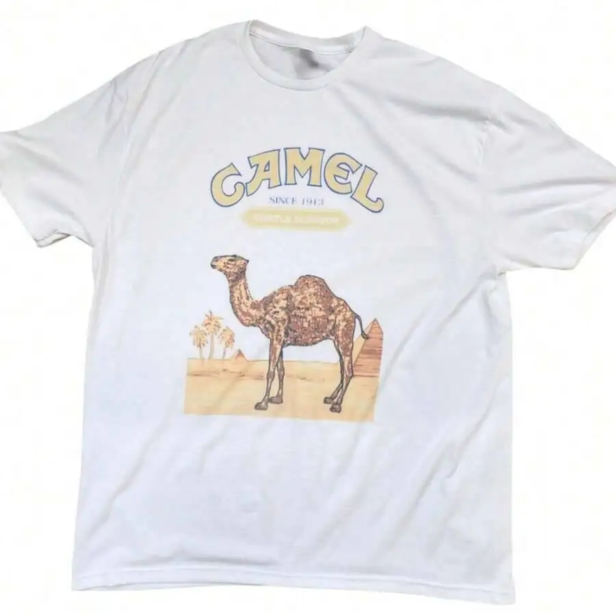 Spot Goods NEW Camel Cigarette Vintage Gold T-Shirt Unisex Cotton S-5XL Gift Idea 100% Cotton Trendy Y2K Short-Sleeve Tee-Soft, Quick-Drying, Moisture-Wicking;  Great Gift for Christmas or Halloween.