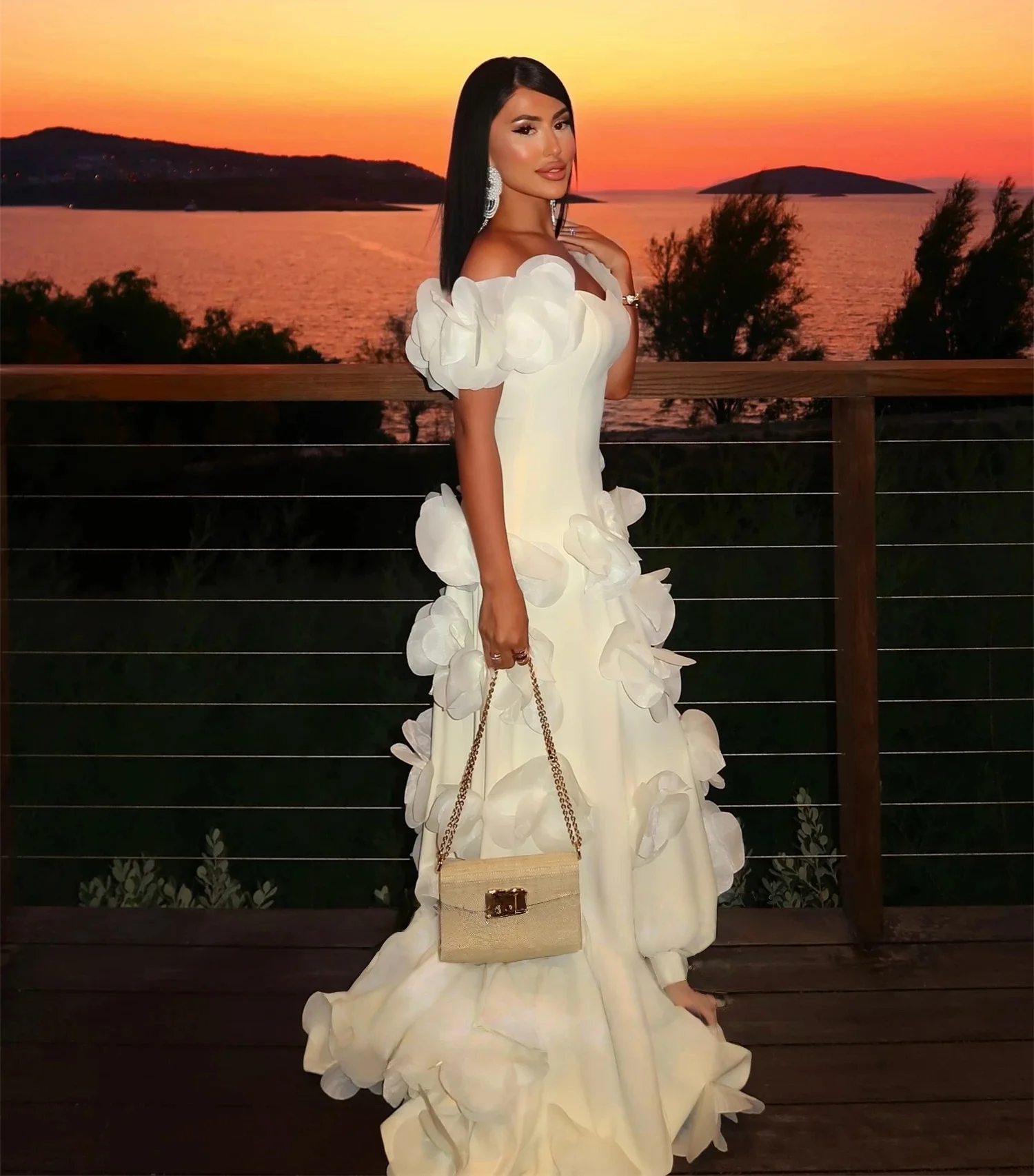 

Floral Formal Party Bespoke Occasion Gown Long Evening Dresses Pastrol Unisex Jersey Retro Dubai Saudi Arabic Prom Customized