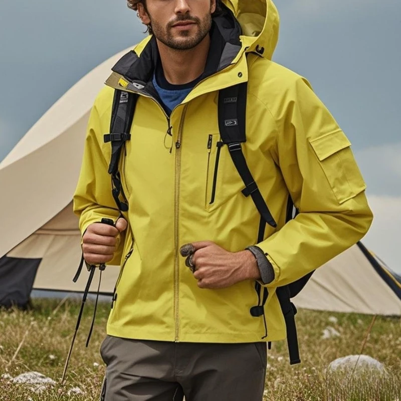 

High Street Men's Outdoor Hiking Jacket Waterproof Windproof Sports Coats Man Cargo Camping Jackets Male Hooded Tactical Jackets