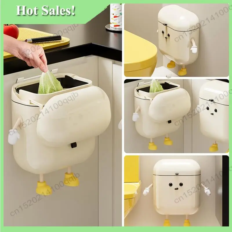 

-FDDT 12L Compost Bin For Kitchen, 3.2Gal Wall Mounted Plastic Trash Can With Lid, Hanging Design For Counter Top Or Under Sink