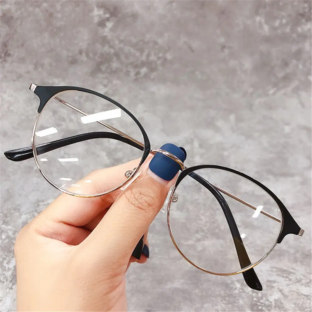 Unisex Metall runde Brille klassische optische Brille ultraleichte Myopie Brille Vision Care Brillen Brille-1.0 ~-4,0