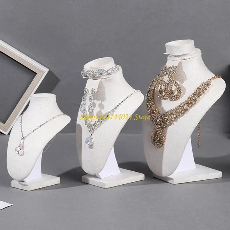 N5KE Practical Sturdy Lint Jewelry Bust Stand Small Necklace Display Holder Jewelry Accessory for Trade Show Exhibits